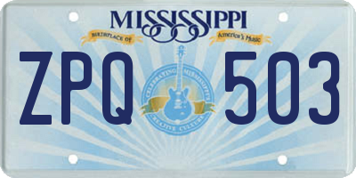 MS license plate ZPQ503