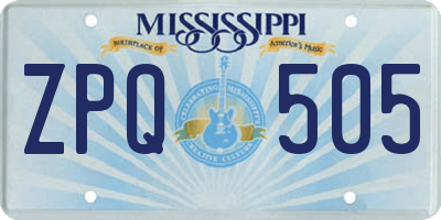 MS license plate ZPQ505