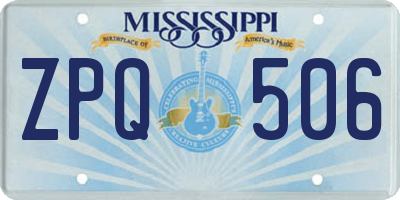 MS license plate ZPQ506