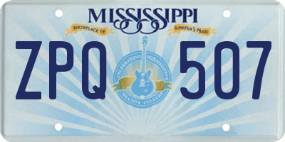 MS license plate ZPQ507