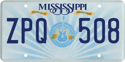 MS license plate ZPQ508