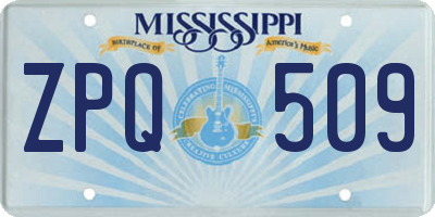 MS license plate ZPQ509