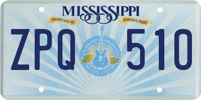 MS license plate ZPQ510