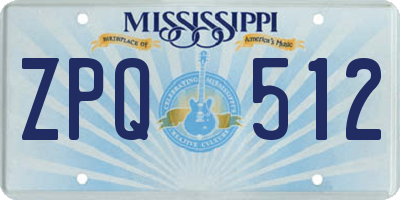 MS license plate ZPQ512