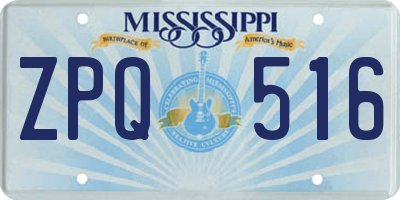 MS license plate ZPQ516