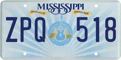 MS license plate ZPQ518