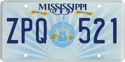 MS license plate ZPQ521