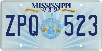 MS license plate ZPQ523