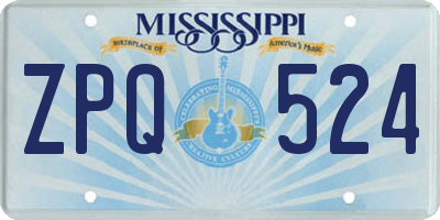 MS license plate ZPQ524