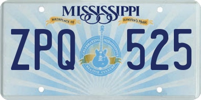 MS license plate ZPQ525
