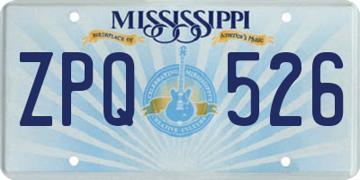 MS license plate ZPQ526