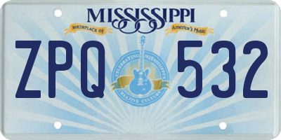 MS license plate ZPQ532
