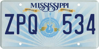 MS license plate ZPQ534