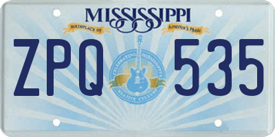 MS license plate ZPQ535