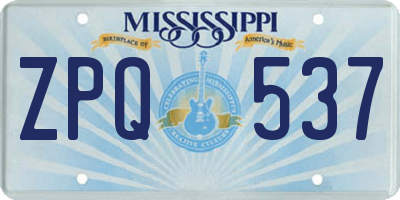 MS license plate ZPQ537