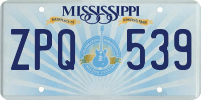 MS license plate ZPQ539