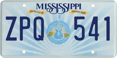 MS license plate ZPQ541