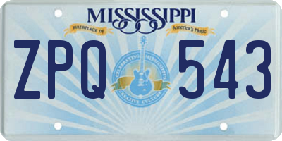 MS license plate ZPQ543