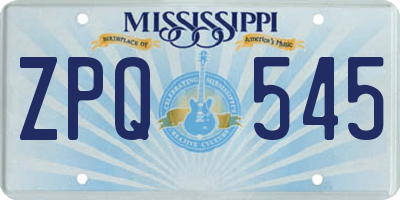 MS license plate ZPQ545
