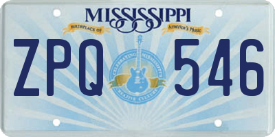MS license plate ZPQ546