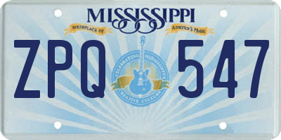 MS license plate ZPQ547