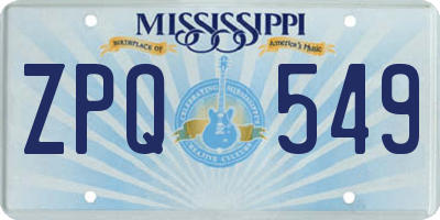 MS license plate ZPQ549