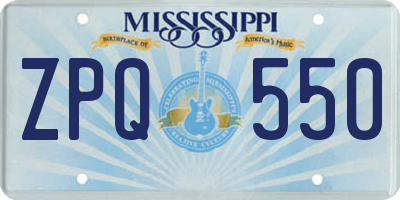 MS license plate ZPQ550
