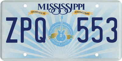 MS license plate ZPQ553