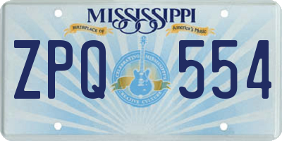 MS license plate ZPQ554