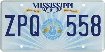 MS license plate ZPQ558