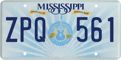 MS license plate ZPQ561