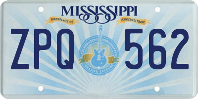 MS license plate ZPQ562