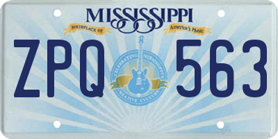 MS license plate ZPQ563