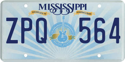 MS license plate ZPQ564
