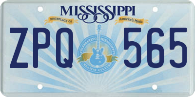MS license plate ZPQ565