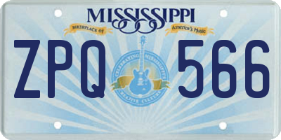 MS license plate ZPQ566
