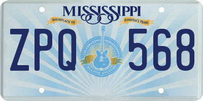 MS license plate ZPQ568