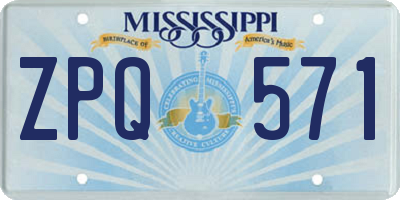 MS license plate ZPQ571