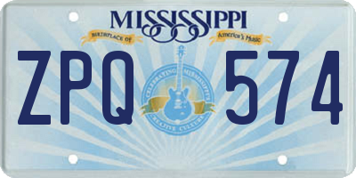 MS license plate ZPQ574