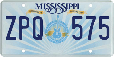 MS license plate ZPQ575
