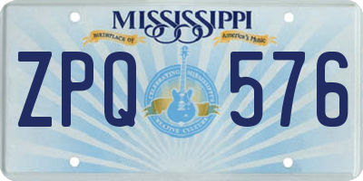 MS license plate ZPQ576