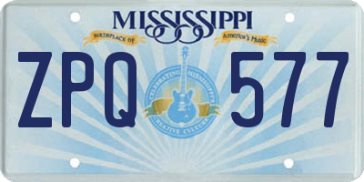 MS license plate ZPQ577