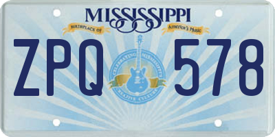 MS license plate ZPQ578