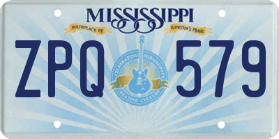 MS license plate ZPQ579