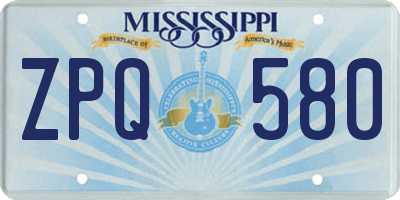 MS license plate ZPQ580