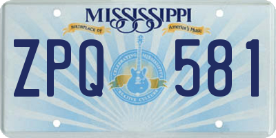 MS license plate ZPQ581