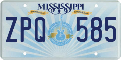 MS license plate ZPQ585