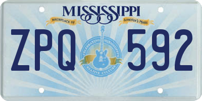 MS license plate ZPQ592