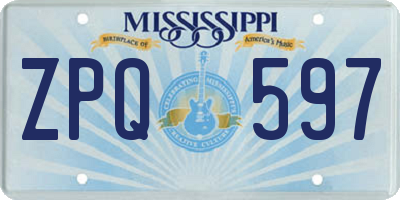 MS license plate ZPQ597