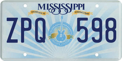 MS license plate ZPQ598